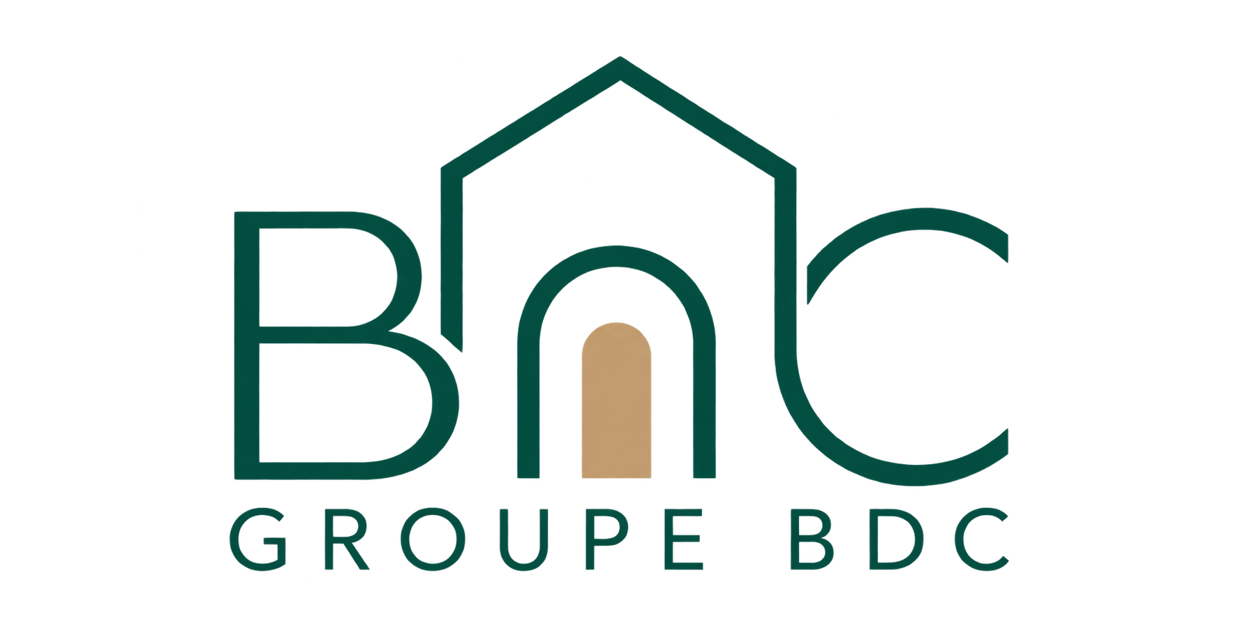 Groupe BDC — monogramme architectural et porte dorée